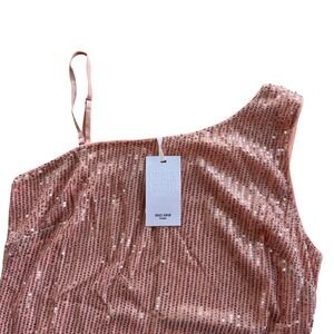 Grace Karin Women's L Light Pink Sequin One Shoulder Sleeveless Tank Party Fancy